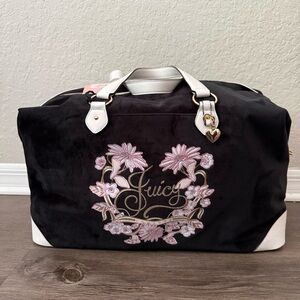 NWT Juicy Couture Juicy In Bloom Weekender Bag in Liquorice Y2K 2000s Velour